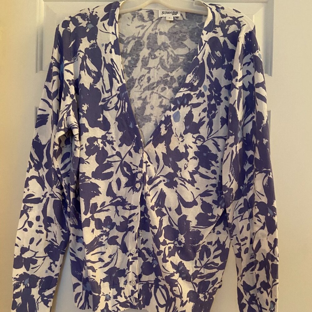 St John Bay Cardigan XL 100% Cotton Multicolor Long Sleeves